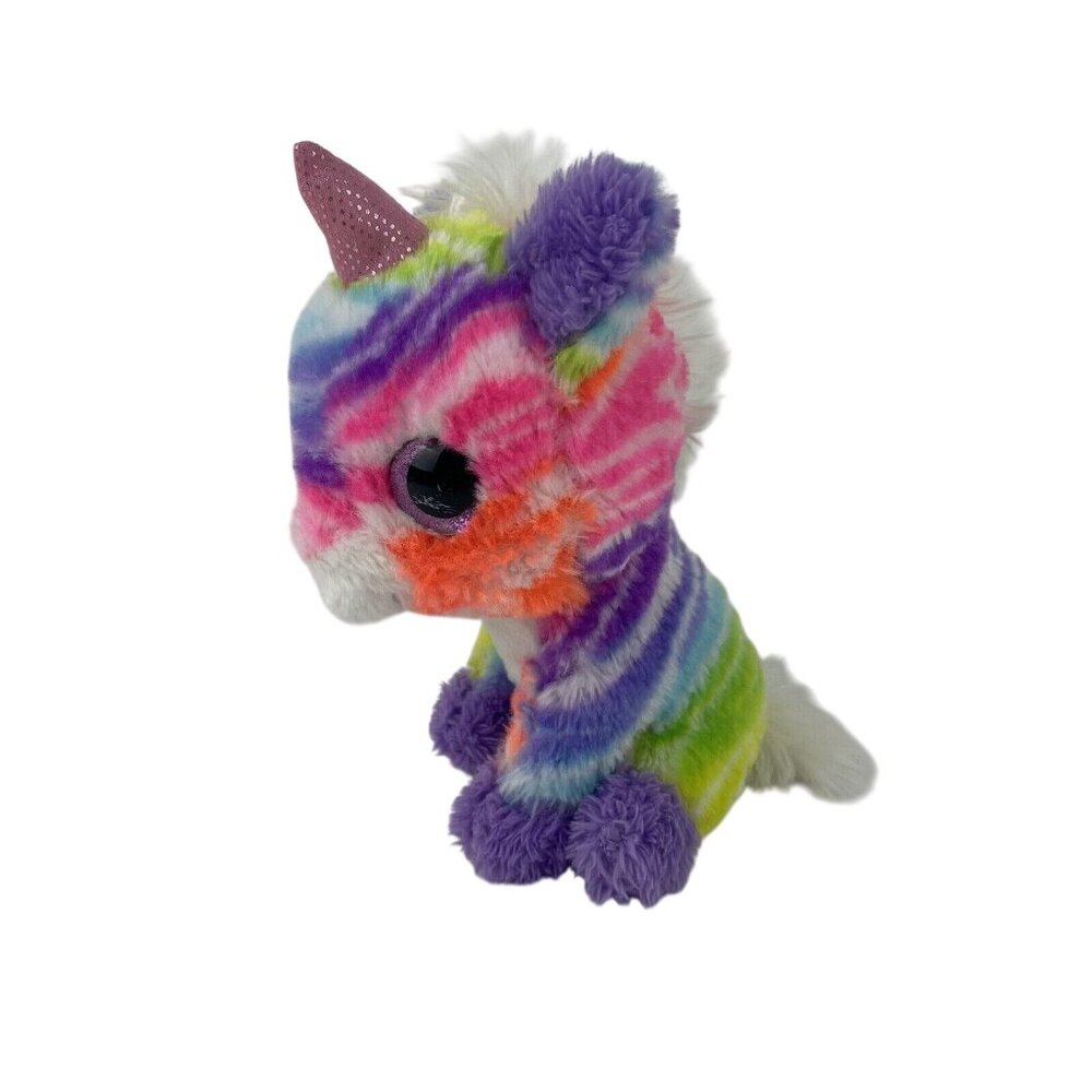 MTY International Unicorn 8”‎ Plush Pastel Rainbow Pink Glitter Eyes Stuffed Toy - Picture 2 of 8